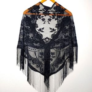 Vintage Black Lace Shawl